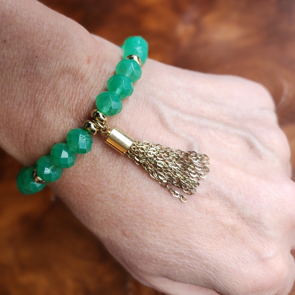 SALE NWT The Limited green bracelet with gold tassel